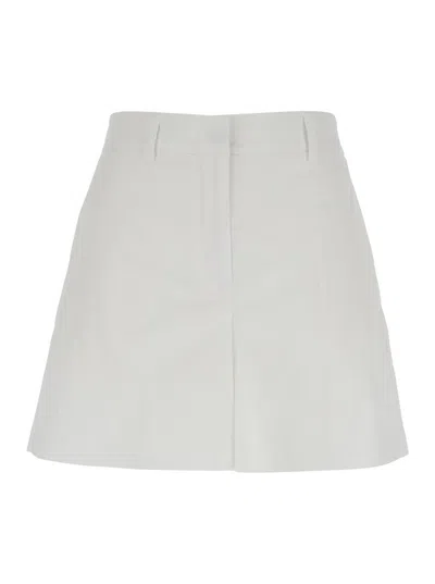 Shop Plain White Shorts With Belt Loops In Cotton Woman