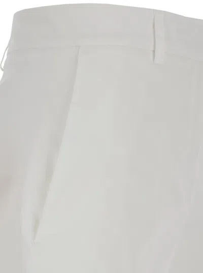 Plain White Shorts With Belt Loops In White