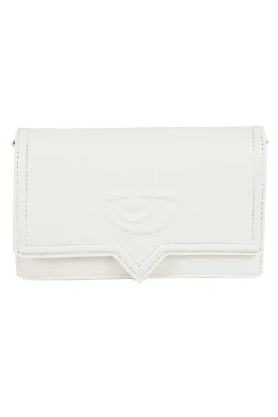 Shop Chiara Ferragni Eyelike Foldover Crossbody Bag In White