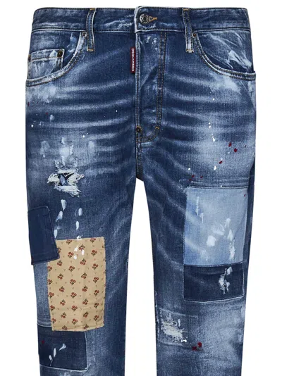 Shop Dsquared2 Medium Worn Out Booty Wash Bro Jeans In Blue