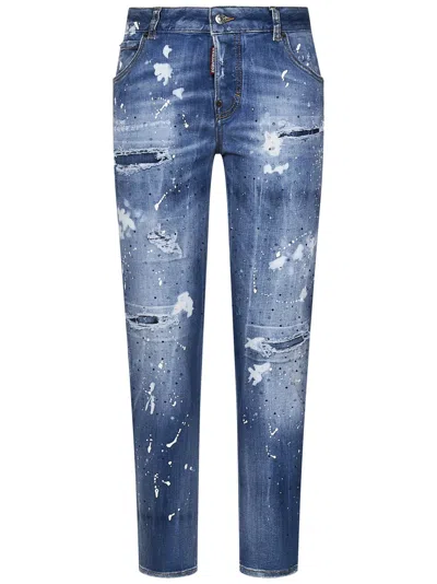 Shop Dsquared2 Medium Ice Spots Wash 642 Jeans In Blue
