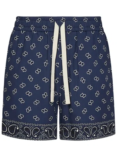 Shop Palm Angels Paisley Shorts In Blue