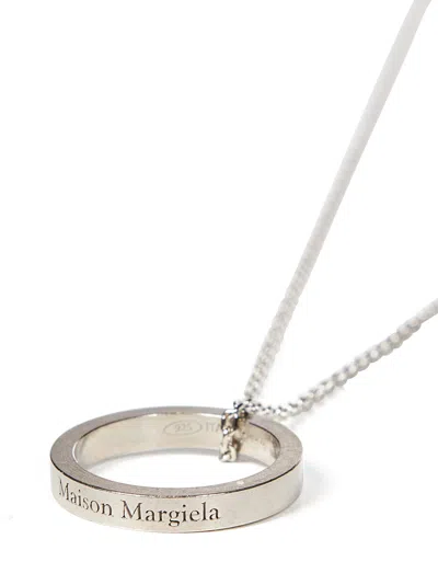 Shop Maison Margiela Logo Ring Necklace In Silver