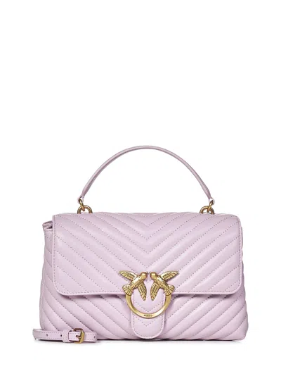 Shop Pinko Classic Lady Love Bag Puff Chevron Handbag In Purple