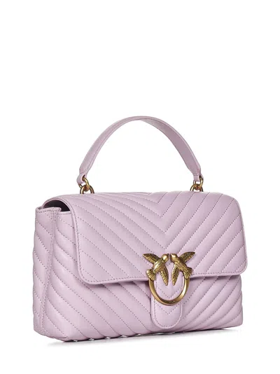 Shop Pinko Classic Lady Love Bag Puff Chevron Handbag In Purple