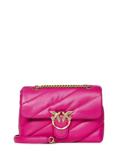 Shop Pinko Classic Love Bag Puff Maxi Quilt Shoulder Bag In Fuchsia