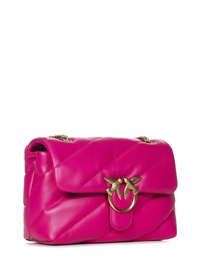 Shop Pinko Classic Love Bag Puff Maxi Quilt Shoulder Bag In Fuchsia