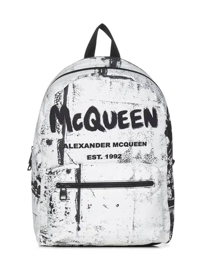 Shop Alexander Mcqueen Metropolitan Mcqueen Graffiti Backpack In Black