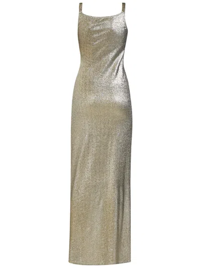 Shop Rabanne Long Dress In Golden