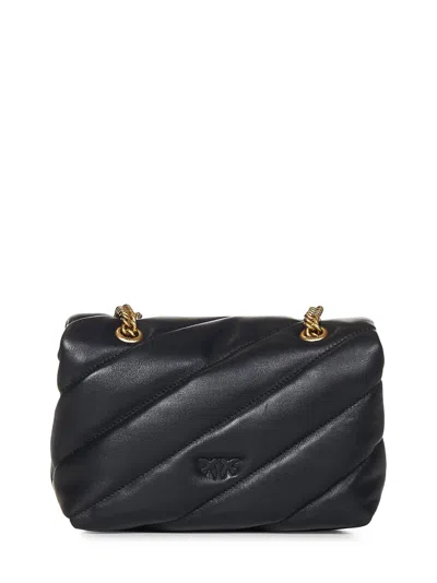Shop Pinko Mini Love Bag Puff Maxi Quilt Shoulder Bag In Black