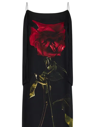 Shop Alexander Mcqueen Shadow Rose Long Dress In Black