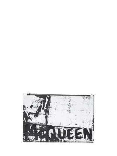Shop Alexander Mcqueen Mcqueen Graffiti Clutch In Black