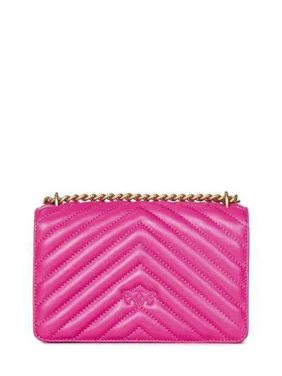 Shop Pinko Mini Love Bag One Chevron Shoulder Bag In Fuchsia