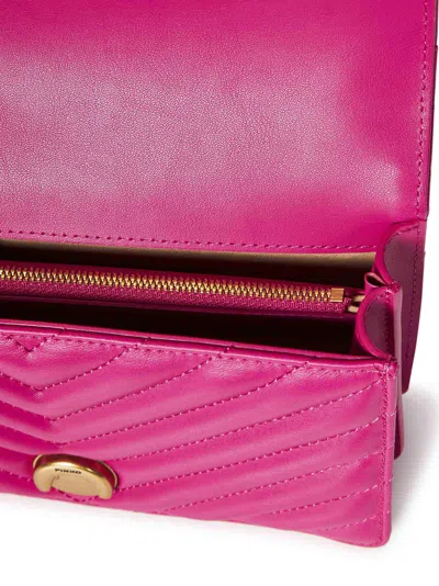 Shop Pinko Mini Love Bag One Chevron Shoulder Bag In Fuchsia