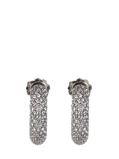 Shop Amina Muaddi Cameron Small Earrings In Silver