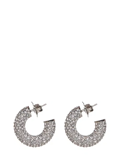 Shop Amina Muaddi Cameron Small Earrings In Silver