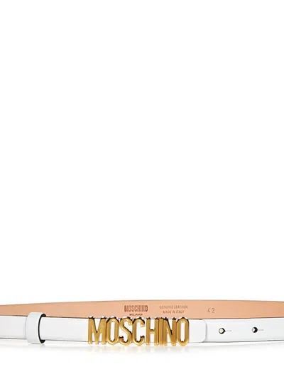 Shop Moschino Belt In White