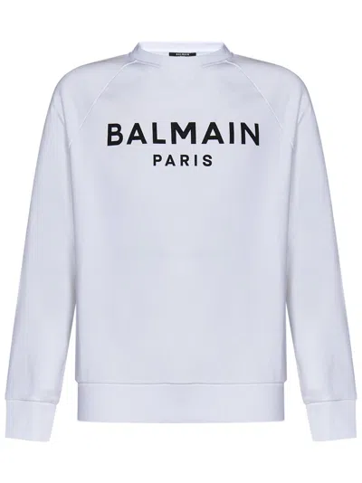 Shop Balmain Paris Paris Sweatshirt In White