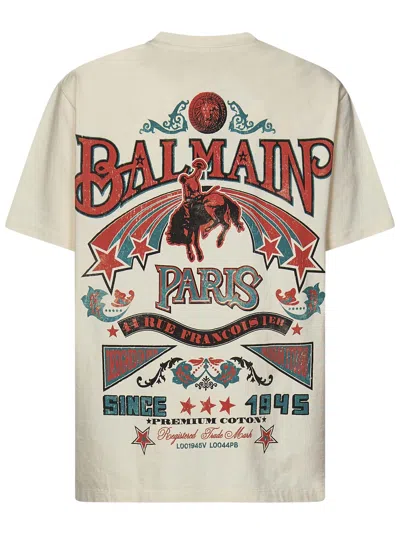 Shop Balmain Paris Iconic Western T-shirt In Beige