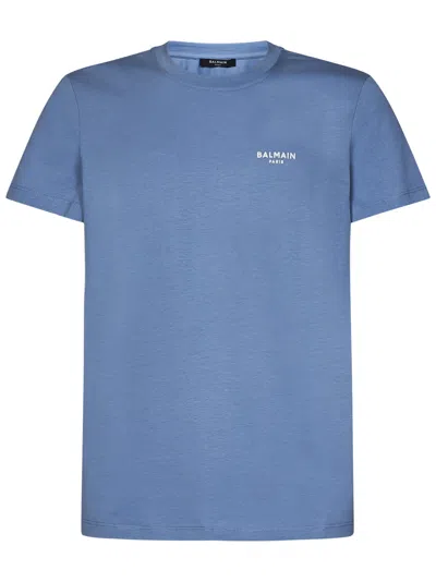 Shop Balmain Paris T-shirt In Clear Blue