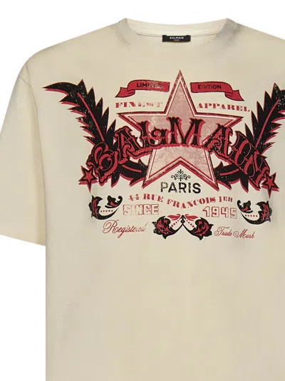 Shop Balmain Paris Western T-shirt In Beige