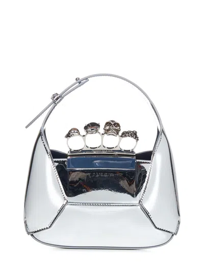 Shop Alexander Mcqueen The Jewelled Hobo Mini Handbag In Silver