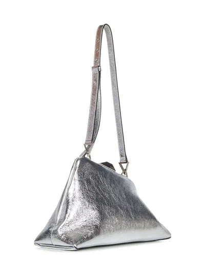 Shop Attico Day Off Shoulder Bag In Silver