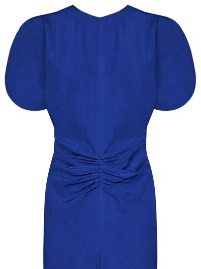 Shop Victoria Beckham Gathered Waist Midi Dress Midi Dress In Blue