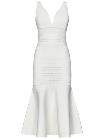 Shop Victoria Beckham Frame Detail Dress Midi Dress In White