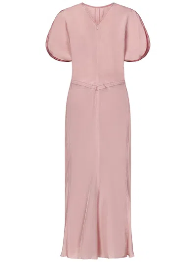 Shop Victoria Beckham Gathered Waist Midi Dress Midi Dress In Pink