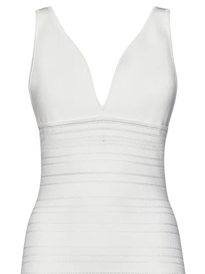 Shop Victoria Beckham Frame Detail Dress Midi Dress In White