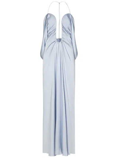 Shop Victoria Beckham Frame Detail Cami Dress Long Dress In Clear Blue