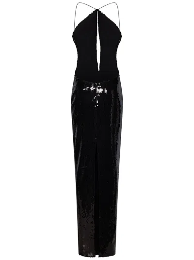 Shop Monot Elsa Long Dress In Black