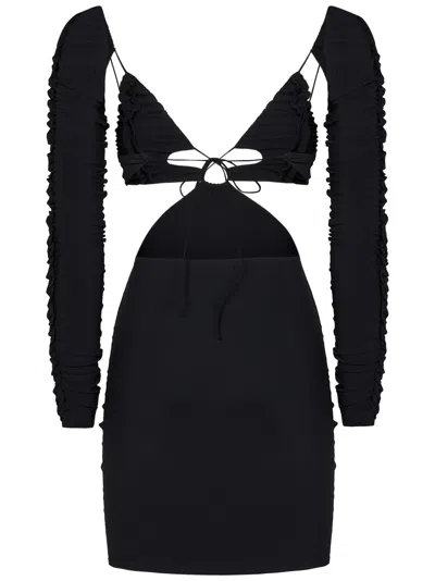 Shop Amazuìn Azhar Ruffles Mini Dress In Black
