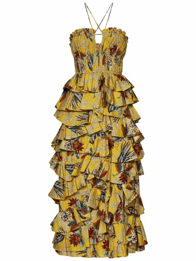 Shop Ulla Johnson Josefine Midi Dress In Yellow
