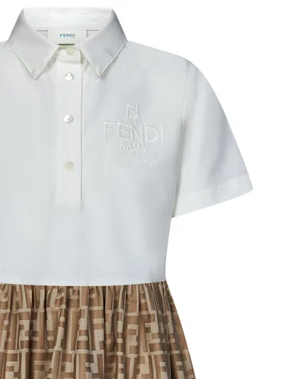 Shop Fendi Kids Dress In Beige