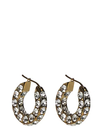 Shop Amina Muaddi Jah Hoop Small Earrings In Golden