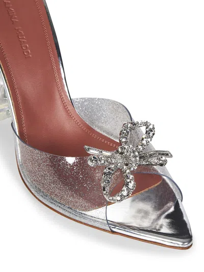 Shop Amina Muaddi Rosie Glass Sandals In Grey