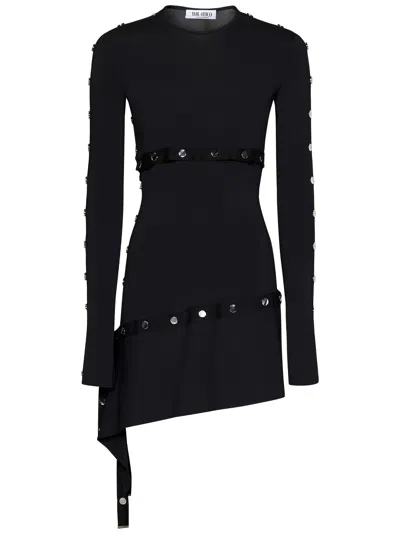 Attico Studded Asymmetric Convertible Dress In Black