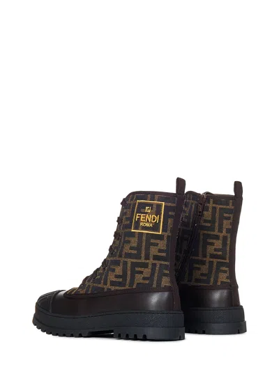 Shop Fendi Kids Boots In Brown