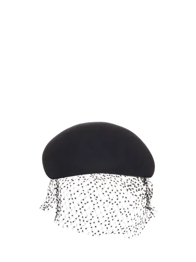 Shop Maison Michel Emily Veil Hat In Grey