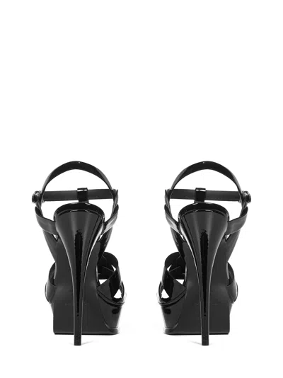 Shop Saint Laurent Tribute Sandals In Black
