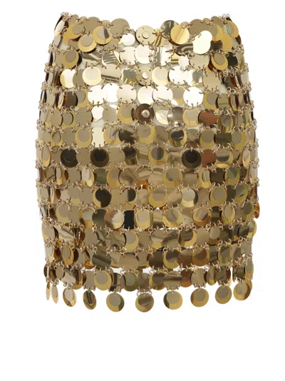 Shop Rabanne The Gold Sparkle Discs Mini Skirt In Golden