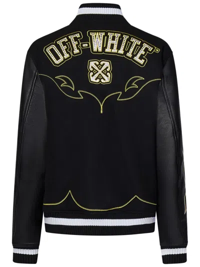 Shop Off-white Varsity Bling Horseshoe Jacket In Black