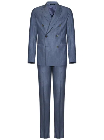 Shop Emporio Armani Suit In Clear Blue