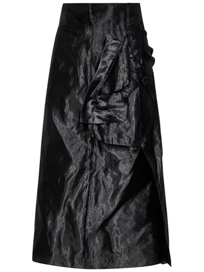 Maison Margiela Bow-detail Pencil Midi Skirt In Black