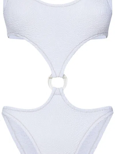 Shop Reina Olga Augusta Scrunch Swimsuit In White