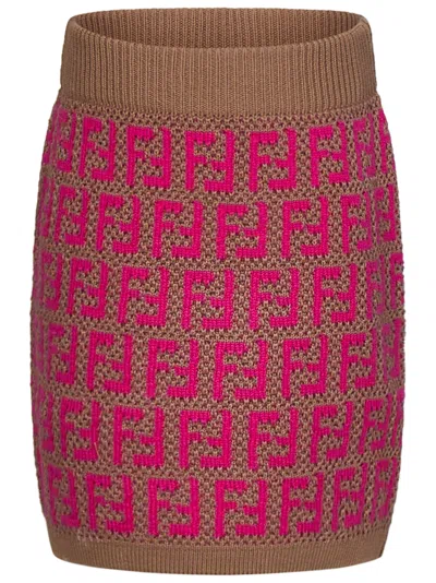 Shop Fendi Kids Skirt In Brown