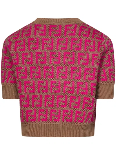 Shop Fendi Kids Sweater In Brown