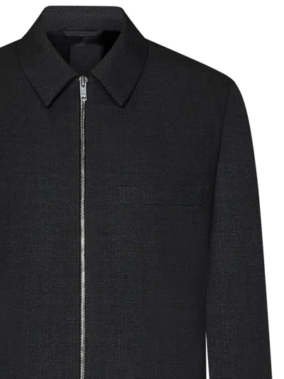 Givenchy Camicia Con Zip In Tessuto Garzato Colore: Graffite In Grey